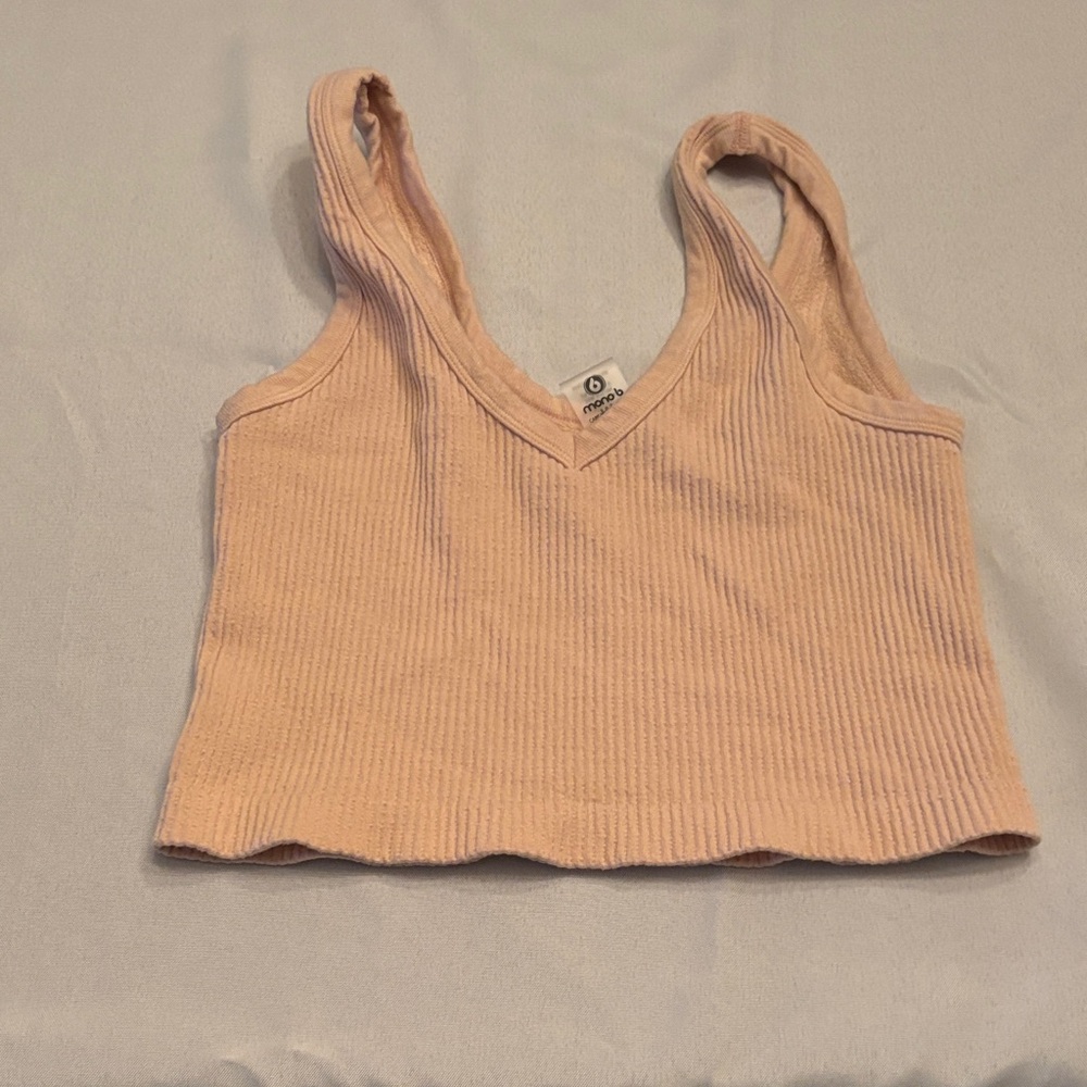 Forever 21 Blush Ribbed V-Neck Tank Top